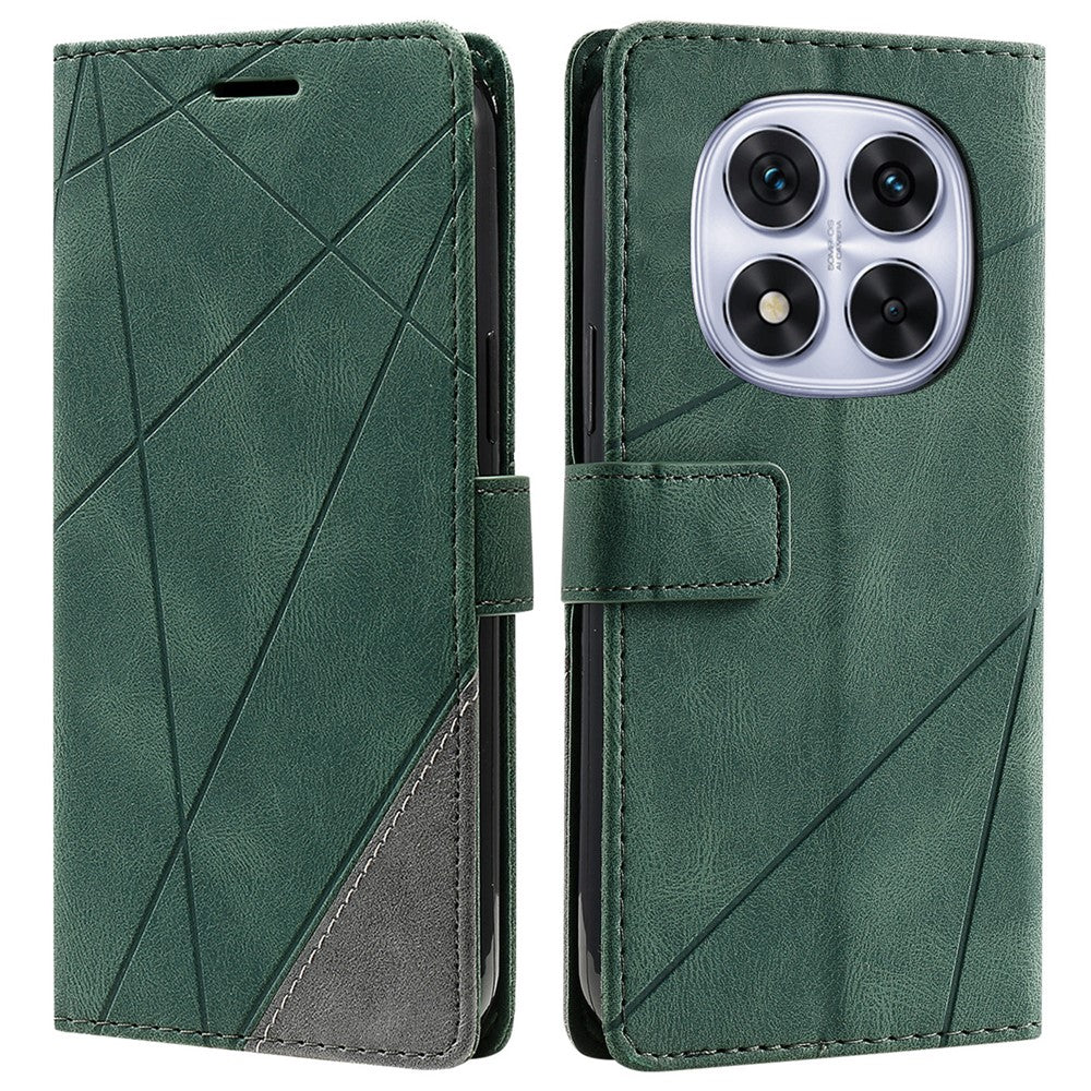 For Xiaomi Redmi Note 14 Pro+ 5G / Note 14 Pro 5G / Poco X7 5G Case Imprinted Lines PU Leather Splicing Wallet Phone Cover