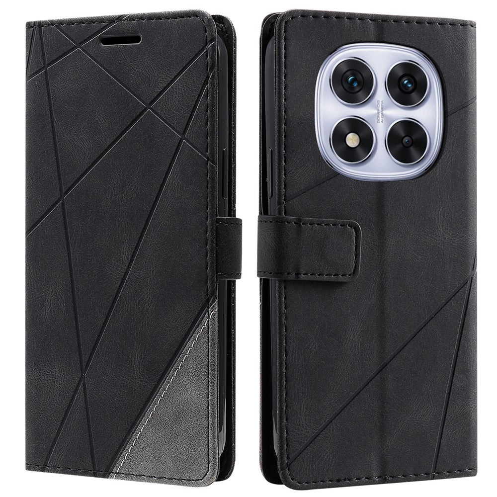 For Xiaomi Redmi Note 14 Pro+ 5G / Note 14 Pro 5G / Poco X7 5G Case Imprinted Lines PU Leather Splicing Wallet Phone Cover