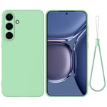 For Samsung Galaxy S25 Case Liquid Silicone Anti-Scratch Phone Cover with Hand Strap