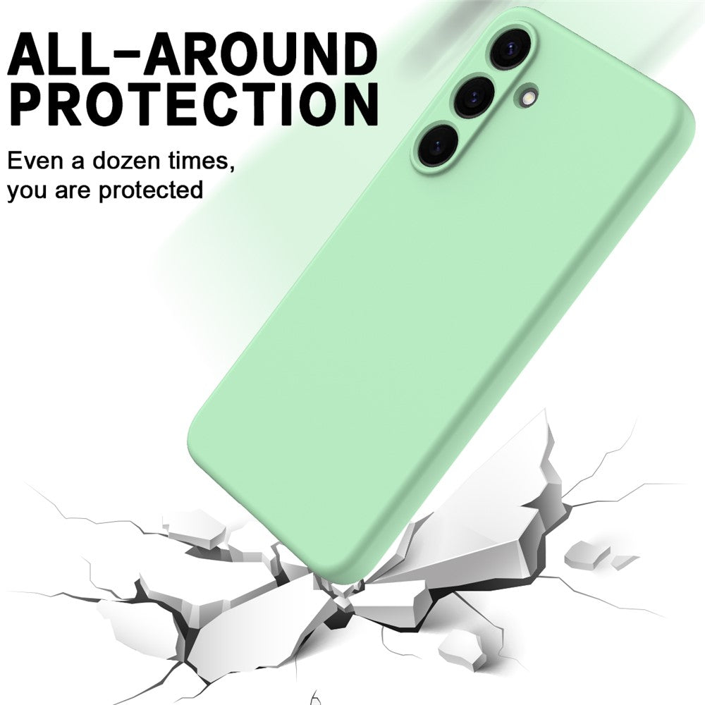 For Samsung Galaxy S25 Case Liquid Silicone Anti-Scratch Phone Cover with Hand Strap