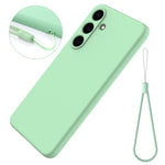 For Samsung Galaxy S25 Case Liquid Silicone Anti-Scratch Phone Cover with Hand Strap
