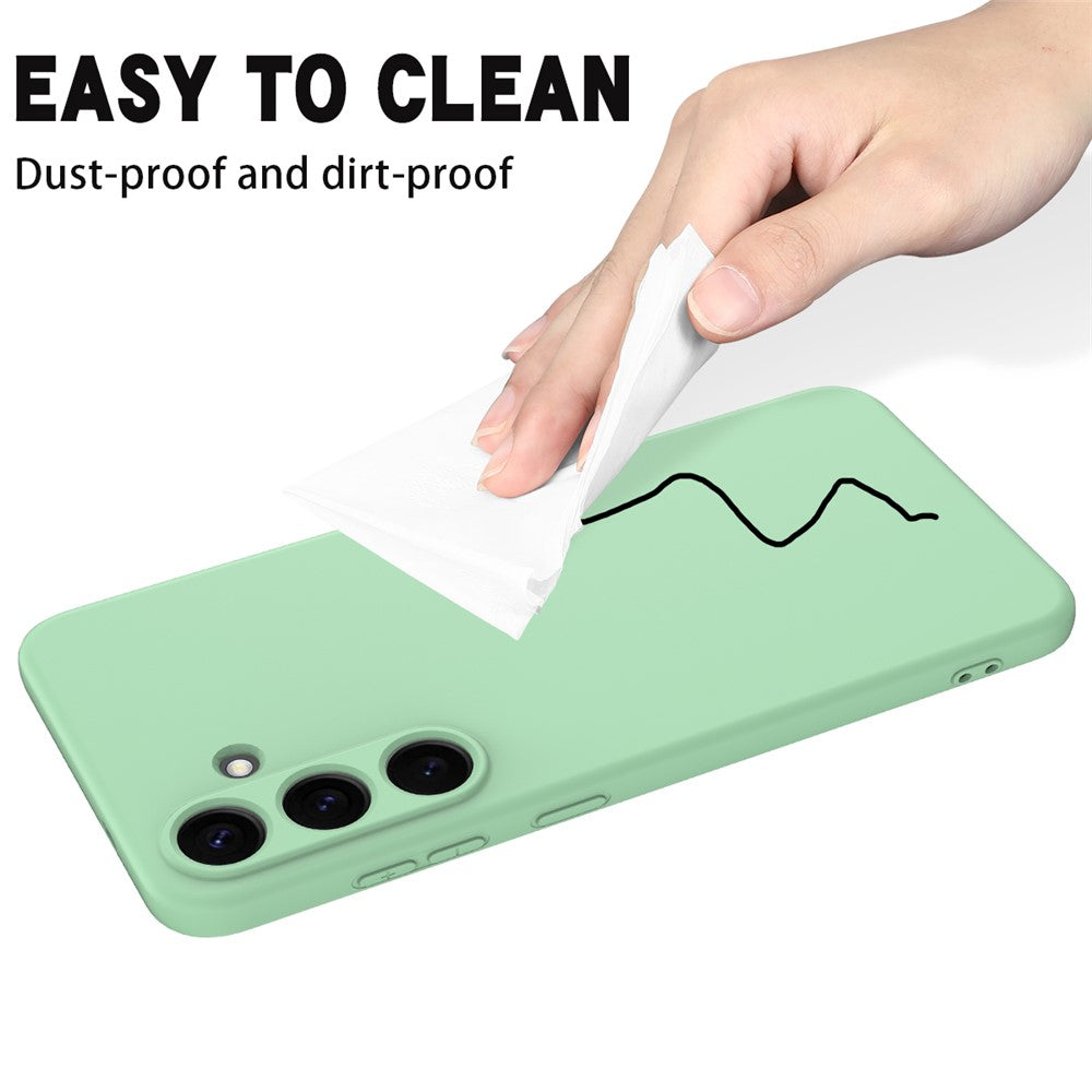 For Samsung Galaxy S25 Case Liquid Silicone Anti-Scratch Phone Cover with Hand Strap