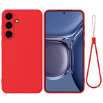 For Samsung Galaxy S25 Case Liquid Silicone Anti-Scratch Phone Cover with Hand Strap
