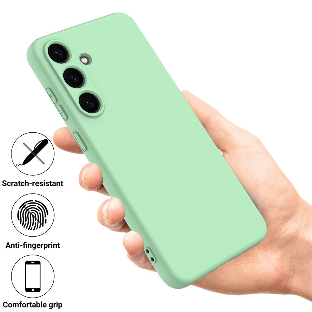 Til Samsung Galaxy S25+ Cover i flydende silikone, ridsefast telefoncover med håndrem
