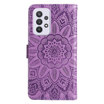 For Samsung Galaxy A33 5G Sunflower Imprinted Folio Flip Phone Case PU Leather Stand Magnetic Clasp Shockproof Cover with Strap
