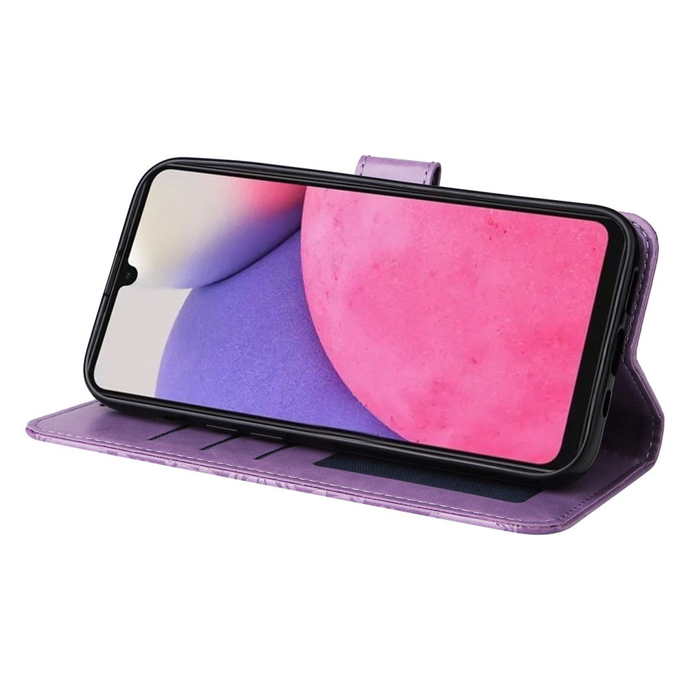 For Samsung Galaxy A33 5G Sunflower Imprinted Folio Flip Phone Case PU Leather Stand Magnetic Clasp Shockproof Cover with Strap