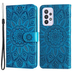 For Samsung Galaxy A33 5G Sunflower Imprinted Folio Flip Phone Case PU Leather Stand Magnetic Clasp Shockproof Cover with Strap