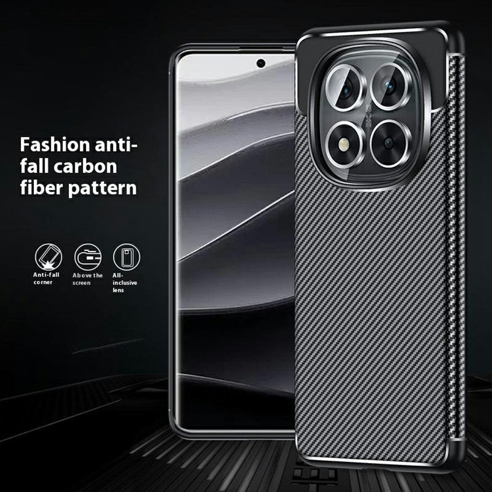 For Xiaomi Redmi Note 14 Pro 5G / Poco X7 5G Case Carbon Fiber Texture TPU Phone Cover Heat Dissipation