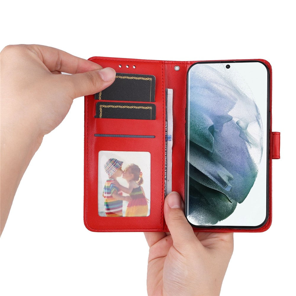 For Samsung Galaxy S22 Ultra 5G Sunflower Imprinted Wallet Phone Case PU Leather Wrist Strap Stand Feature Flip Cover