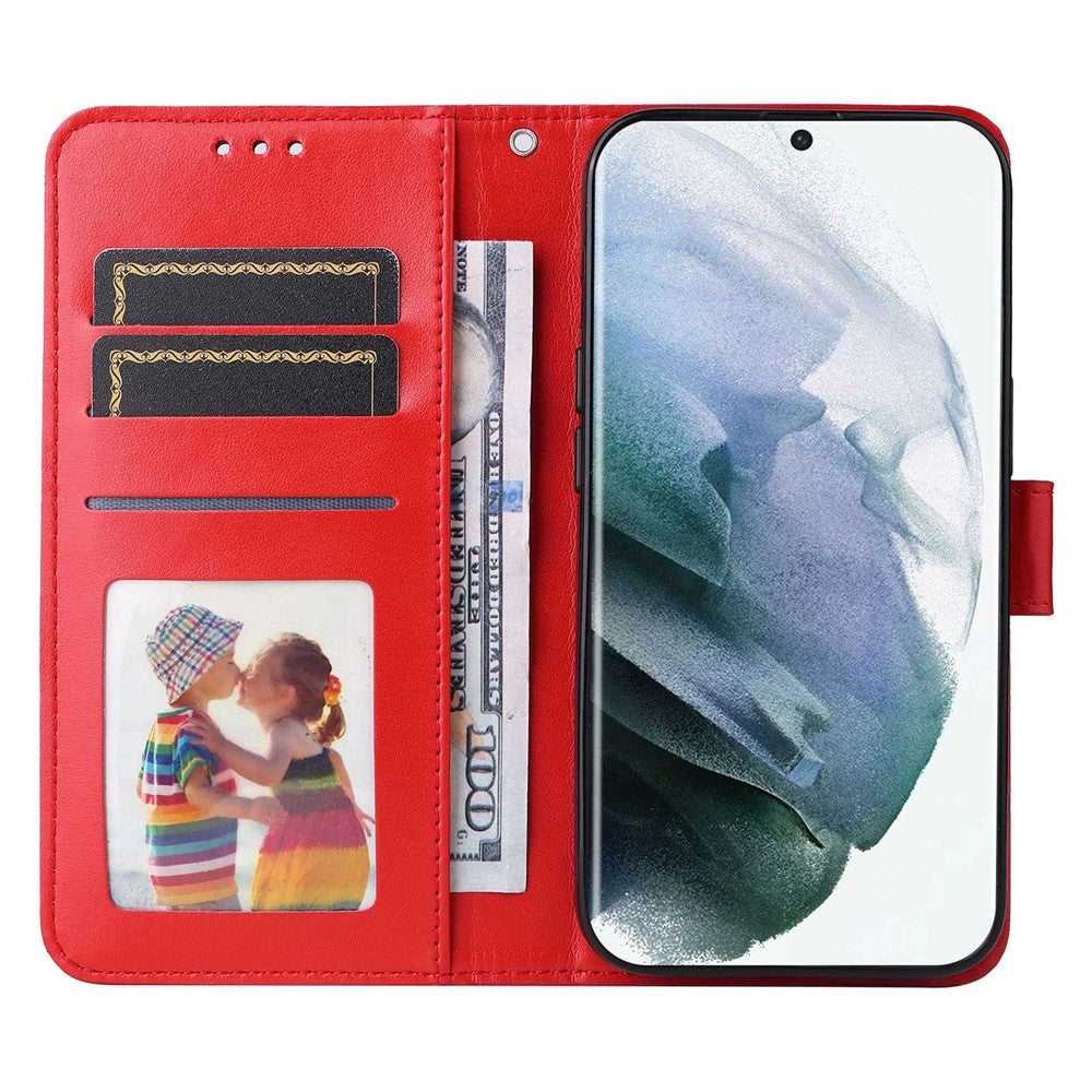 For Samsung Galaxy S22 Ultra 5G Sunflower Imprinted Wallet Phone Case PU Leather Wrist Strap Stand Feature Flip Cover