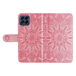 Samsung Galaxy M53 5G Solrospräglat PU-läder Flip Stand Phone Case Plånboksdesign Magnetisk stängning Inner TPU Anti-fall-skyddande fodral med rem