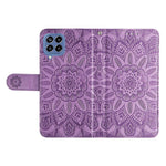 For Samsung Galaxy M33 5G (Global Version) Shockproof PU Leather Phone Case Magnetic Closure Sunflower Imprinted Stand Flip Wallet Cover with Strap