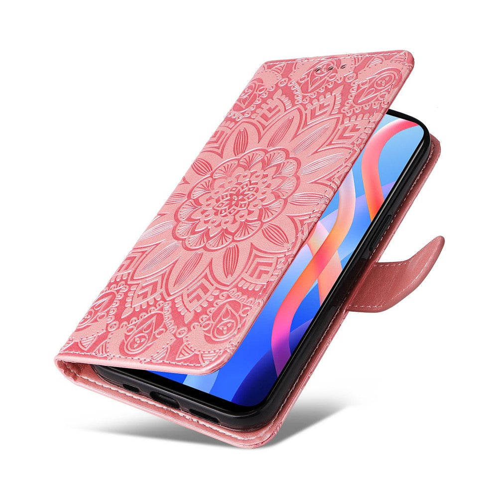 Xiaomi Redmi Note 11T 5G / Note 11S 5G / Note 11 5G (MediaTek) / Poco M4 Pro 5G Solrospräglat PU-läderfodral Stativplånbok mobilfodral