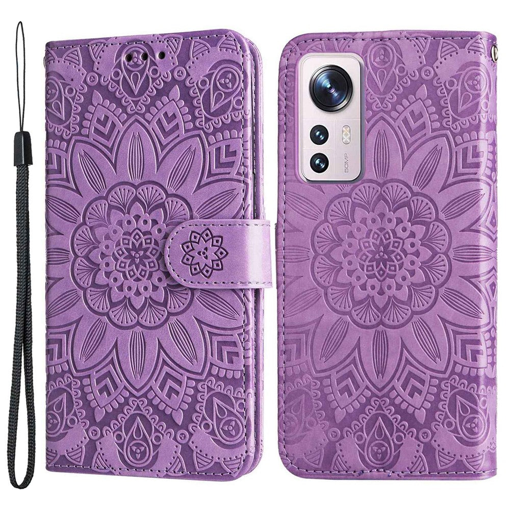 For Xiaomi 12 5G / 12X 5G / 12S 5G Sunflower Imprinted Stand Wallet Phone Case PU Leather Full Protection Cover