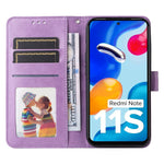 Xiaomi Redmi Note 11 4G (Qualcomm) / Note 11S 4G PU-läderskal med solrostryck, magnetiskt spänne, mobilstativ, plånboksfodral