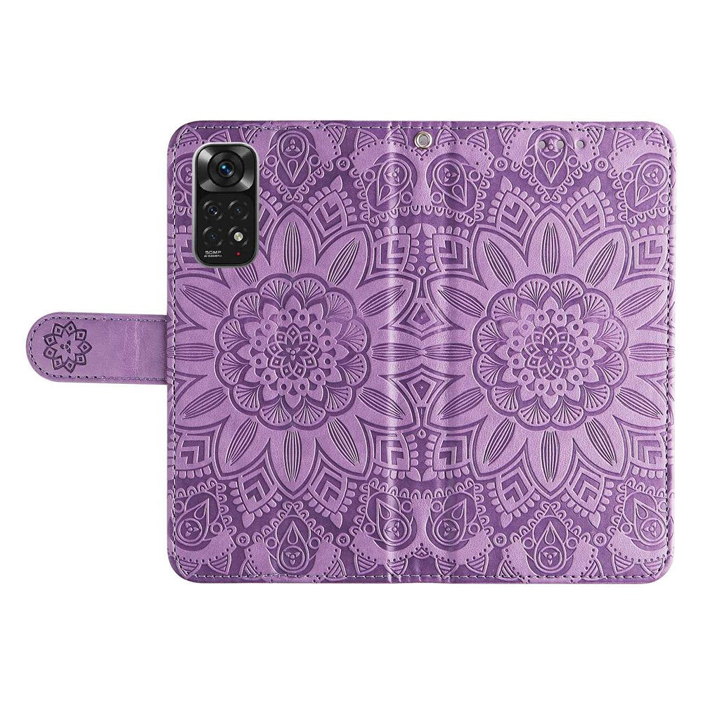 For Xiaomi Redmi Note 11 4G (Qualcomm) / Note 11S 4G PU Leather Sunflower Imprinted Case Magnetic Clasp Phone Stand Wallet Cover