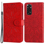 Xiaomi Redmi Note 11 4G (Qualcomm) / Note 11S 4G PU-läderskal med solrostryck, magnetiskt spänne, mobilstativ, plånboksfodral