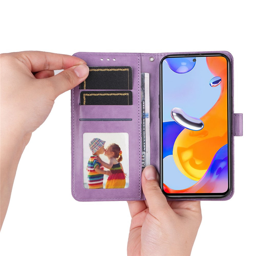 For Xiaomi Redmi Note 12 Pro 4G / 11 Pro 4G (MediaTek) / Note 11 Pro 5G (Qualcomm) / Note 11E Pro 5G Sunflower Imprinted PU Leather Stand Case Wallet Phone Cover with Strap