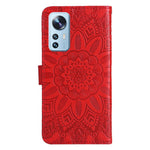 For Xiaomi 12 Lite 5G Imprinted Sunflower Pattern PU Leather Flip Stand Phone Case Wallet Protective Phone Cover with Strap