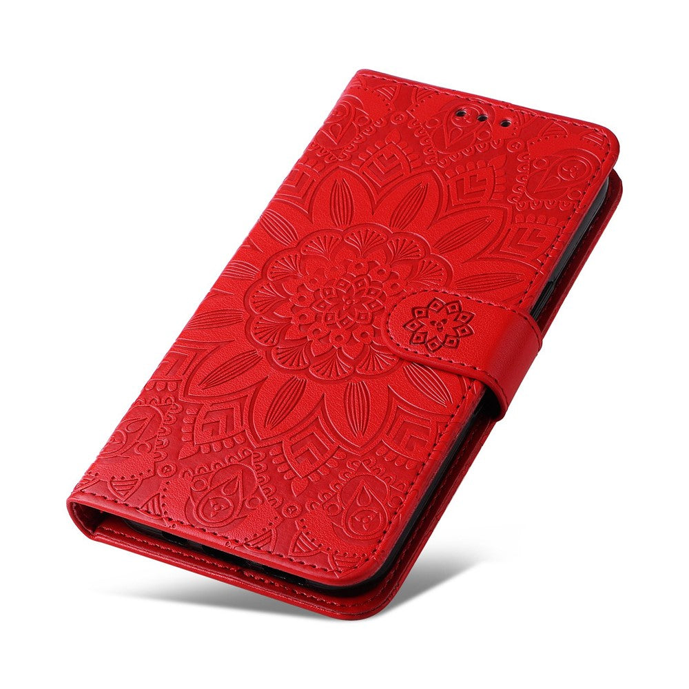 For Xiaomi 12 Lite 5G Imprinted Sunflower Pattern PU Leather Flip Stand Phone Case Wallet Protective Phone Cover with Strap