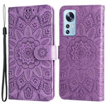 For Xiaomi 12 Lite 5G Imprinted Sunflower Pattern PU Leather Flip Stand Phone Case Wallet Protective Phone Cover with Strap