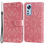 For Xiaomi 12 Lite 5G Imprinted Sunflower Pattern PU Leather Flip Stand Phone Case Wallet Protective Phone Cover with Strap