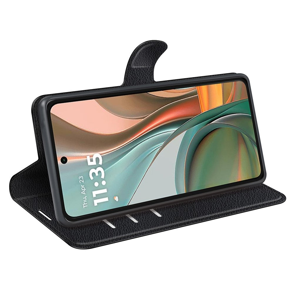 Til Motorola Moto G75 5G Cover Litchi Tekstur Stødsikkert Læder Pung Telefoncover