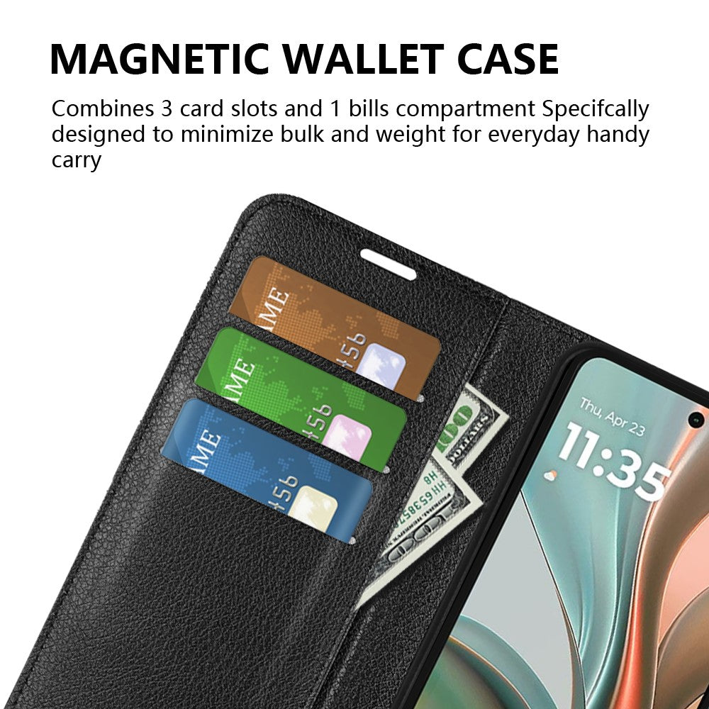 Til Motorola Moto G75 5G Cover Litchi Tekstur Stødsikkert Læder Pung Telefoncover