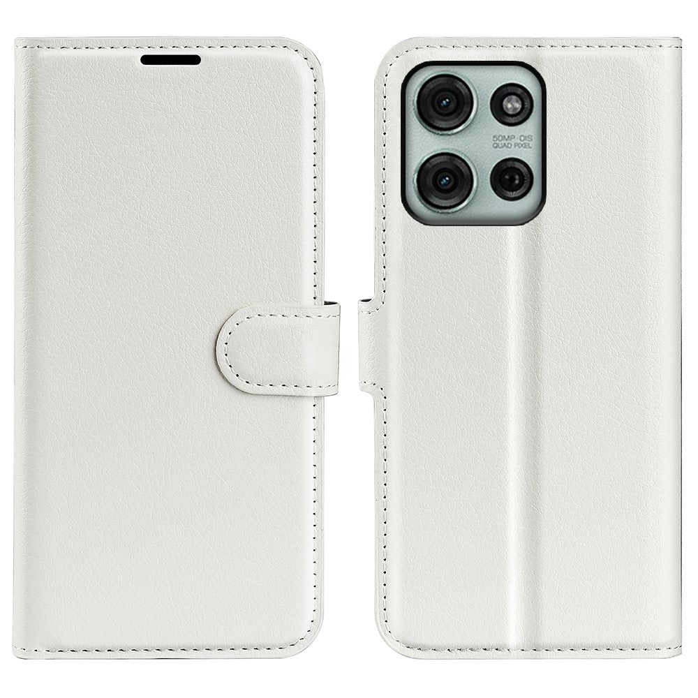 Til Motorola Moto G75 5G Cover Litchi Tekstur Stødsikkert Læder Pung Telefoncover