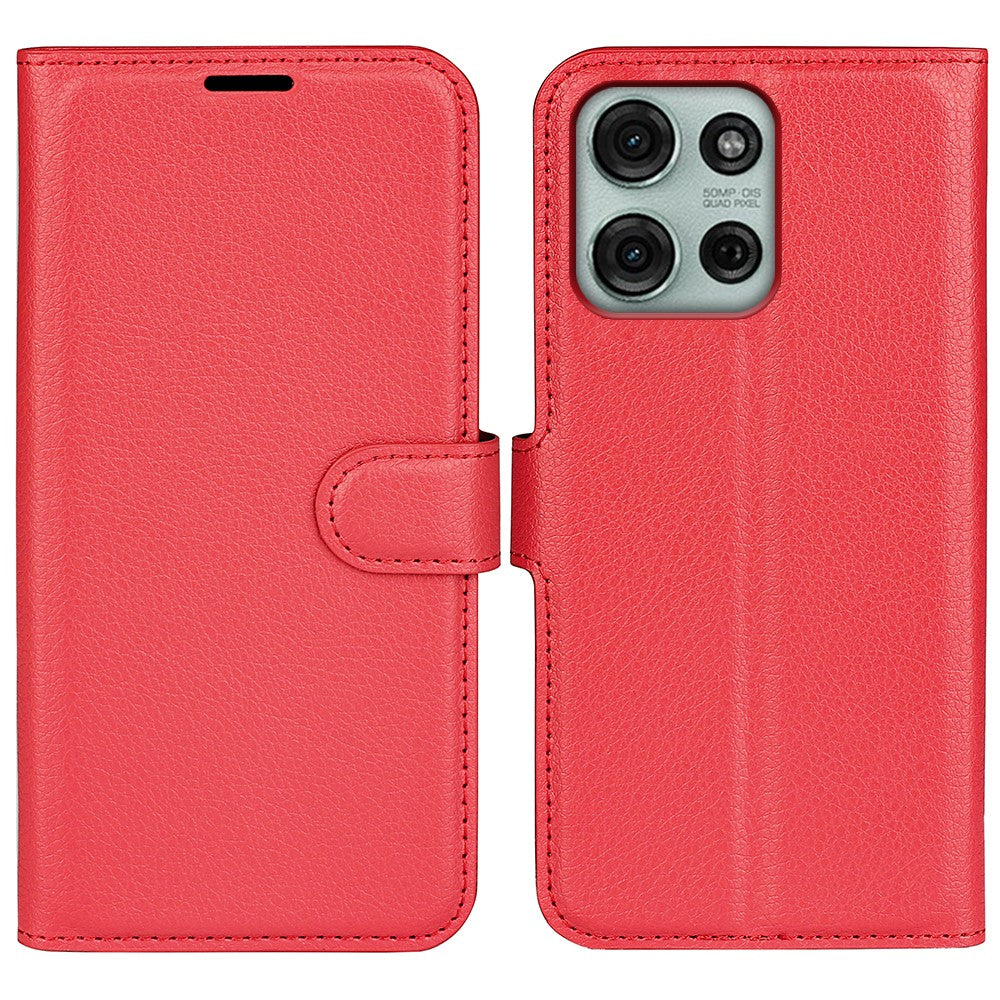 Til Motorola Moto G75 5G Cover Litchi Tekstur Stødsikkert Læder Pung Telefoncover