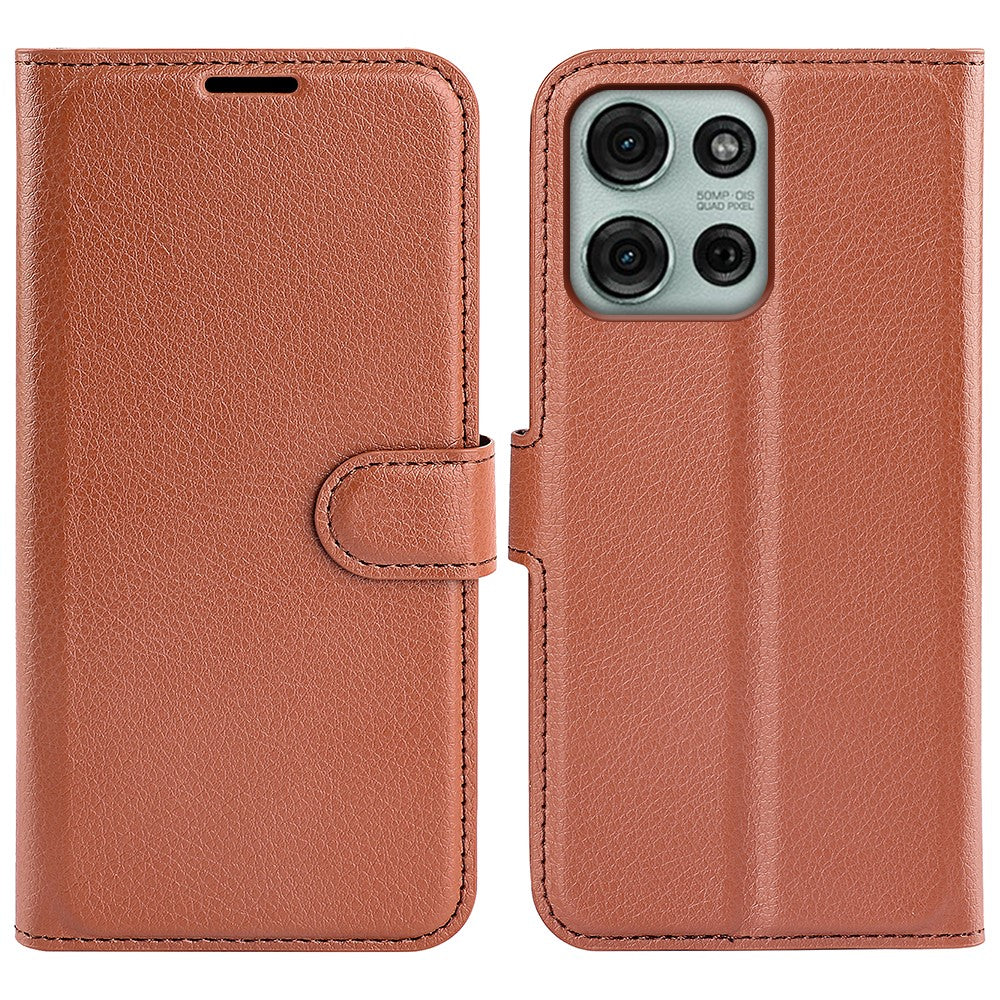 Til Motorola Moto G75 5G Cover Litchi Tekstur Stødsikkert Læder Pung Telefoncover