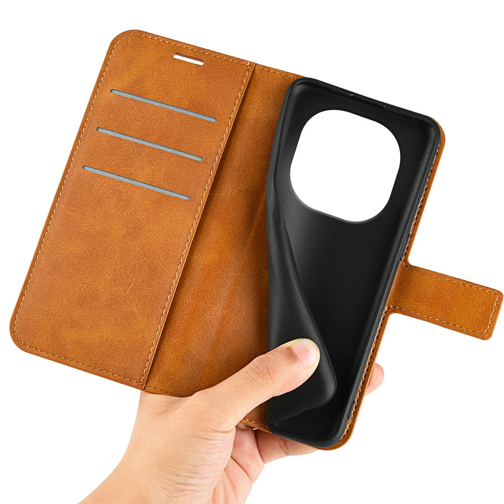 For Xiaomi Redmi Note 14 Pro 5G / Poco X7 5G Stand Case Anti-Scratch Calf Texture Leather Phone Cover