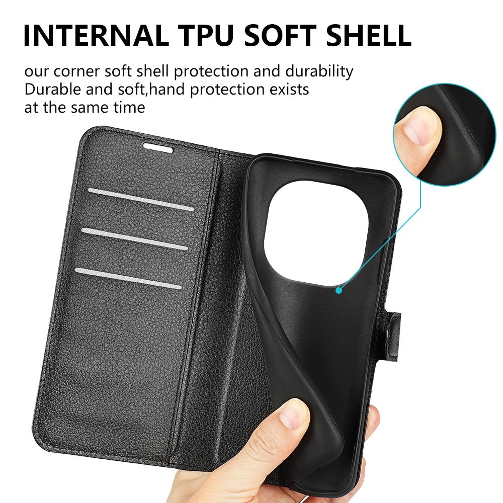 For Xiaomi Redmi Note 14 Pro 5G / Poco X7 5G Case Litchi Texture Shockproof Leather Wallet Phone Cover