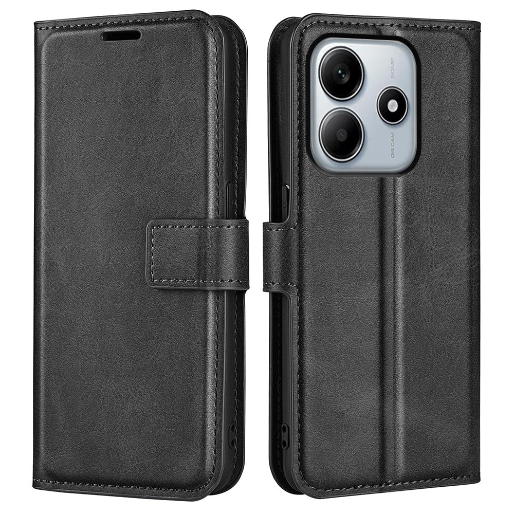 For Xiaomi Redmi Note 14 5G Stand Case Anti-Scratch Calf Texture Leather Phone Cover