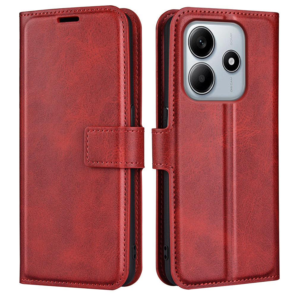 For Xiaomi Redmi Note 14 5G Stand Case Anti-Scratch Calf Texture Leather Phone Cover