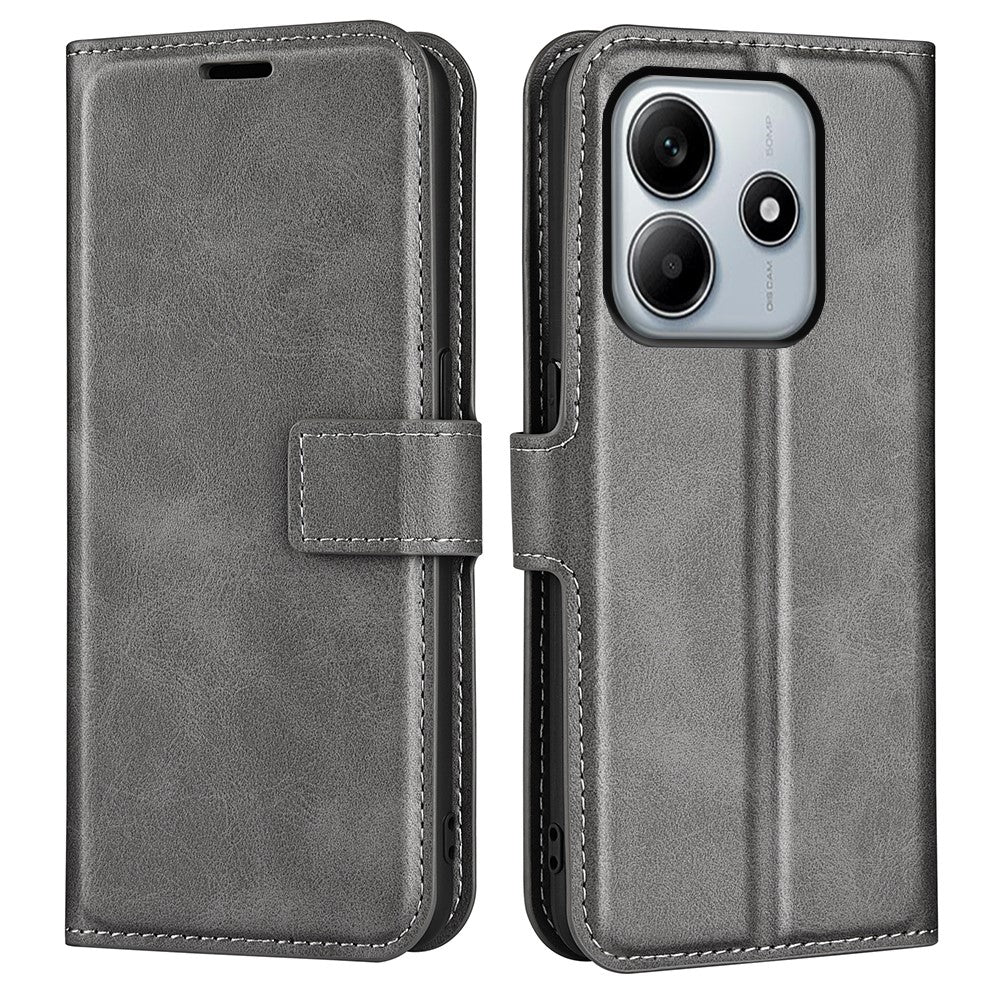 For Xiaomi Redmi Note 14 5G Stand Case Anti-Scratch Calf Texture Leather Phone Cover