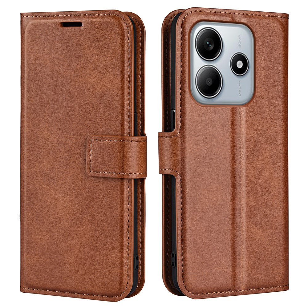 For Xiaomi Redmi Note 14 5G Stand Case Anti-Scratch Calf Texture Leather Phone Cover