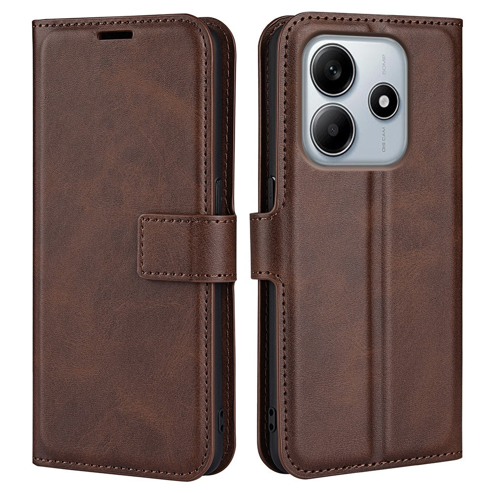 For Xiaomi Redmi Note 14 5G Stand Case Anti-Scratch Calf Texture Leather Phone Cover