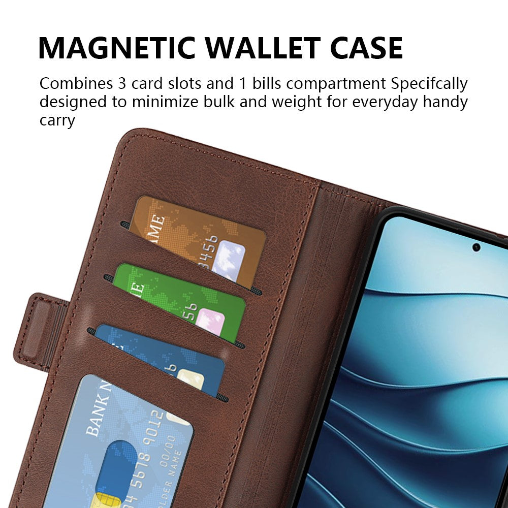 For Xiaomi Redmi Note 14 5G Stand Case Calf Texture Leather Wallet Phone Cover