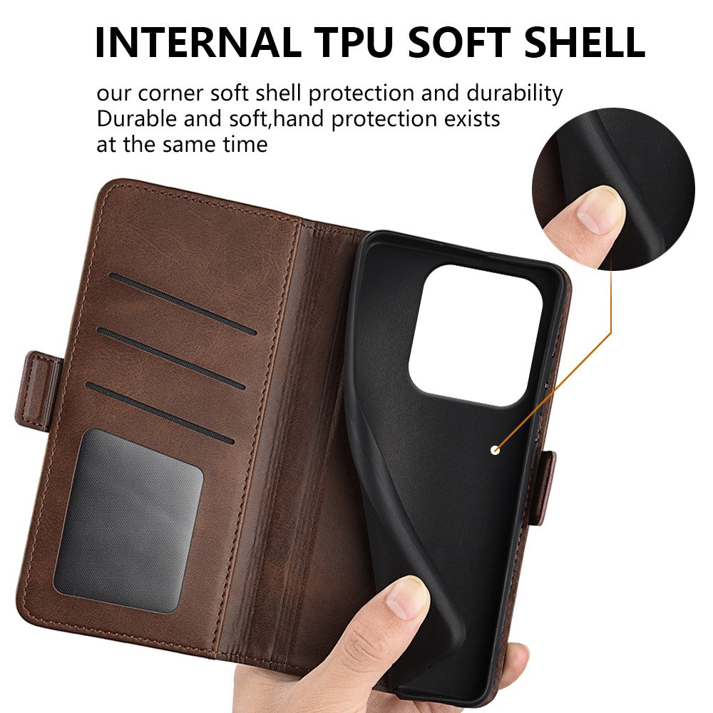 For Xiaomi Redmi Note 14 5G Stand Case Calf Texture Leather Wallet Phone Cover