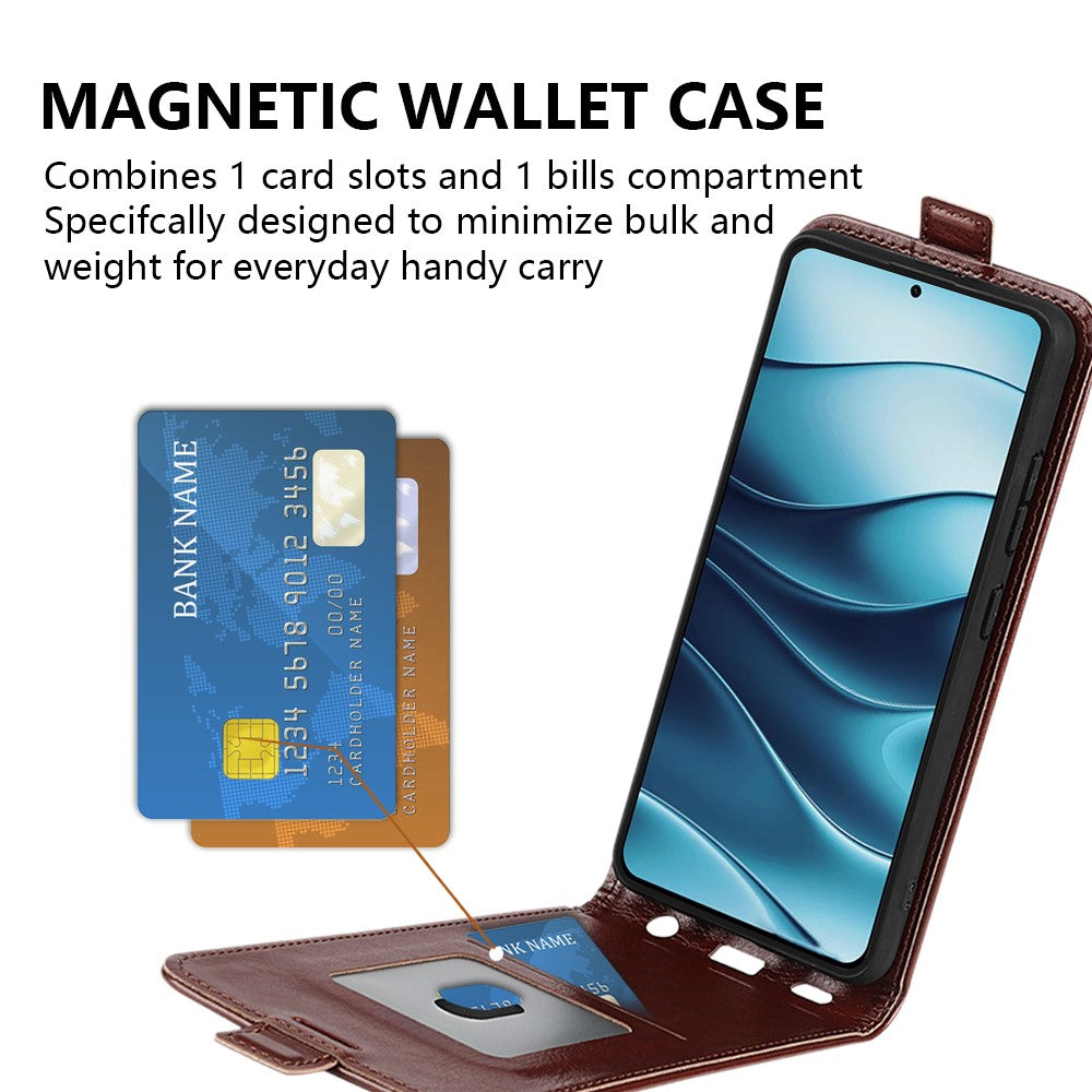 For Xiaomi Redmi Note 14 5G Case with Card Slots Vertical Flip Leather Phone Cover