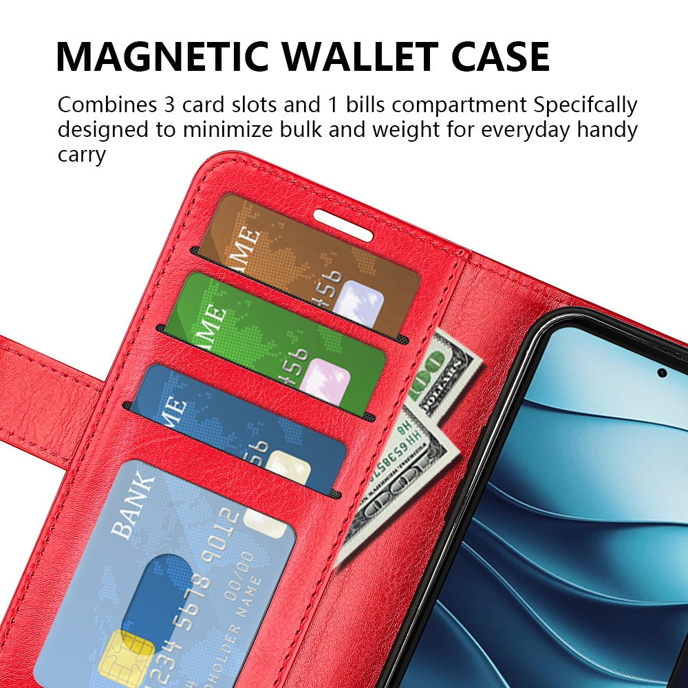 For Xiaomi Redmi Note 14 5G Wallet Case Crazy Horse Texture Stand Leather Phone Cover