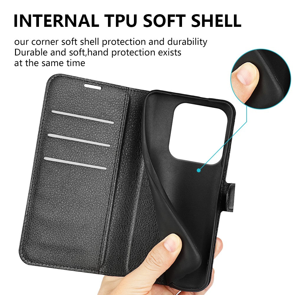 For Xiaomi Redmi Note 14 5G Case Litchi Texture Shockproof Leather Wallet Phone Cover