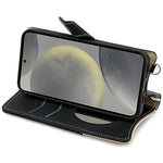 For Samsung Galaxy S25 Leather Case Wallet Stand Cover Irregular Tail Style with Chain Strap