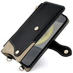 For Samsung Galaxy S25 Leather Case Wallet Stand Cover Irregular Tail Style with Chain Strap
