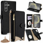 For Samsung Galaxy S25 Leather Case Wallet Stand Cover Irregular Tail Style with Chain Strap