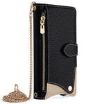 For Samsung Galaxy S25 Leather Case Wallet Stand Cover Irregular Tail Style with Chain Strap