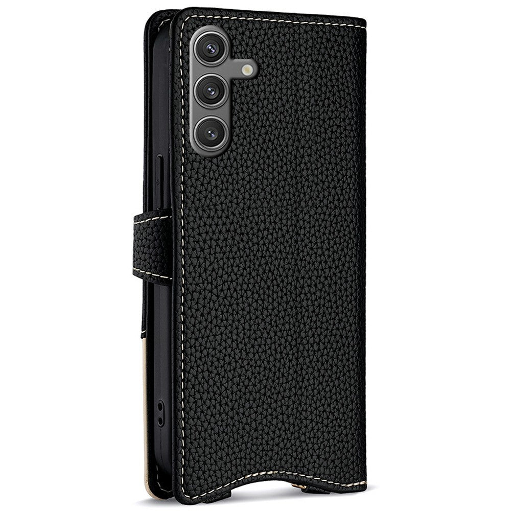 For Samsung Galaxy S25 Leather Case Wallet Stand Cover Irregular Tail Style with Chain Strap