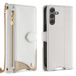 For Samsung Galaxy S25 Leather Case Wallet Stand Cover Irregular Tail Style with Chain Strap