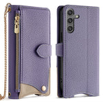 For Samsung Galaxy S25 Leather Case Wallet Stand Cover Irregular Tail Style with Chain Strap